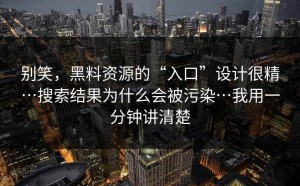 别笑，黑料资源的“入口”设计很精…搜索结果为什么会被污染…我用一分钟讲清楚