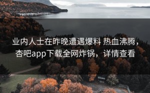 业内人士在昨晚遭遇爆料 热血沸腾，杏吧app下载全网炸锅，详情查看