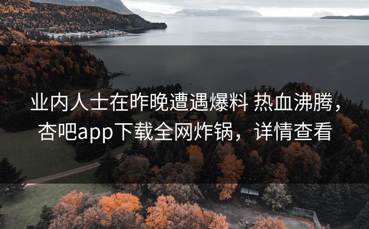 业内人士在昨晚遭遇爆料 热血沸腾，杏吧app下载全网炸锅，详情查看
