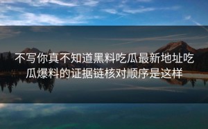 不写你真不知道黑料吃瓜最新地址吃瓜爆料的证据链核对顺序是这样