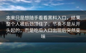 本来只是想随手看看黑料入口，结果整个人被后劲顶住了，节奏不是从开头起的，而是吃瓜入口出现后突然变味