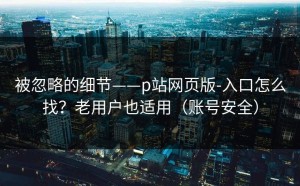 被忽略的细节——p站网页版-入口怎么找？老用户也适用（账号安全）