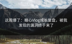 这周爆了：糖心Vlog成长复盘，被我发现的漏洞终于来了